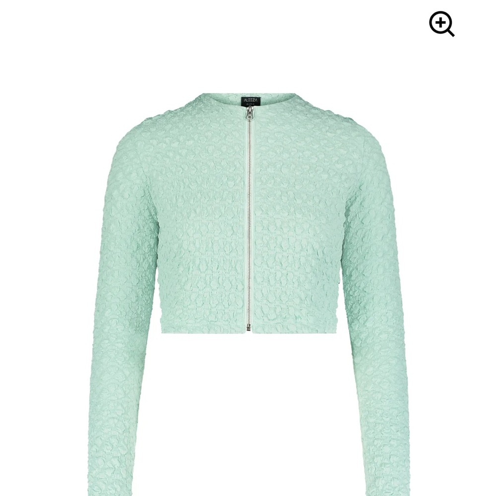 AleezeParis Textured Jiffy Pop Cardigan in Tiffany